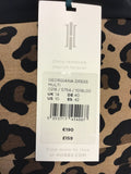 BRAND NEW HOBBS GIORGIANA BROWN & BLACK LEOPARD PRINT DRESS SIZE 14