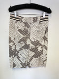 MARCCAIN BROWN & CREAM SNAKESKIN PRINT STRAIGHT COTTON PENCIL SKIRT SIZE 10