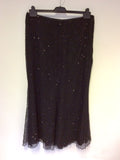 BRAND NEW GINA BACCONI BLACK SILK SEQUINNED LONG EVENING SKIRT SIZE 18