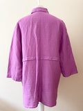 SAHARA PINK LINEN MIX COLLARED 3/4 SLEEVE OVERSIZE SHIRT SIZE M