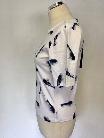 BRAND NEW ARMANI JEANS WHITE DOLPHIN PRINT T SHIRT SIZE 40 UK 10