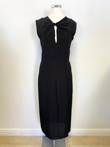 RAEY BLACK SILK SLEEVELESS MIDI DRESS SIZE 8
