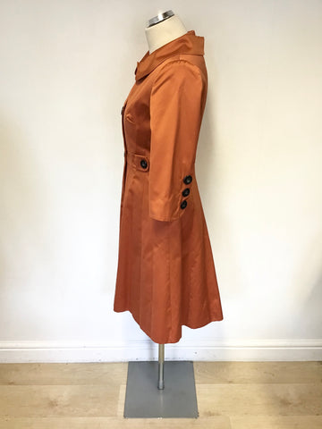 KAREN MILLEN BURNT ORANGE 3/4 SLEEVE SPECIAL OCCASION COAT SIZE 10