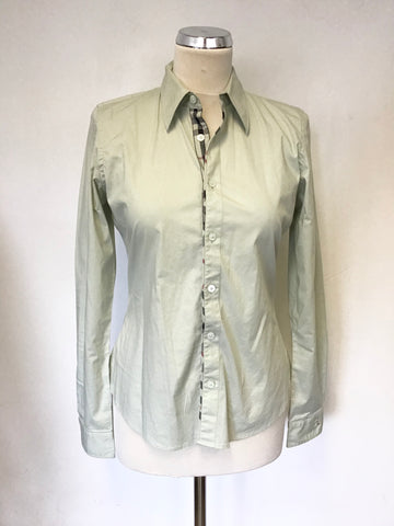 BURBERRY PALE GREEN COTTON LONG SLEEVE SHIRT SIZE S