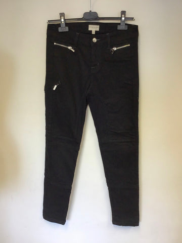 KAREN MILLEN BLACK ZIP TRIMS SKINNY LEG JEANS SIZE 10