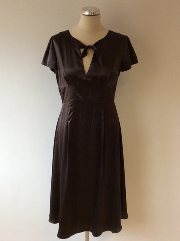 HOBBS BROWN SILK CAP SLEEVE SPECIAL OCCASION DRESS SIZE 10