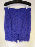 LK BENNETT WARD KLEIN BLUE LACE PENCIL SKIRT SIZE 14