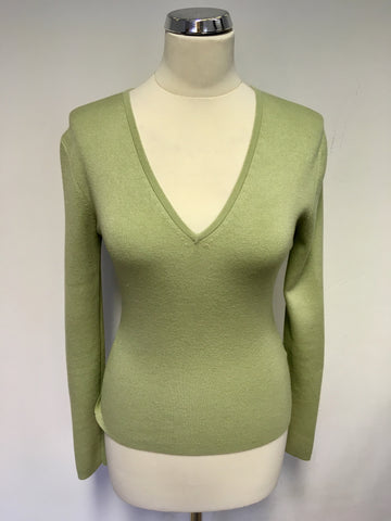 HOBBS LIGHT GREEN SILK & WOOL BLEND JUMPER SIZE 10
