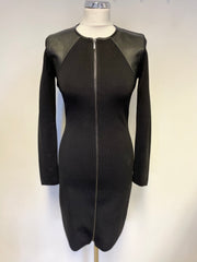 BRAND NEW RALPH LAUREN BLACK ZIP UP STRETCH FINE RIB KNIT BODYCON DRESS SIZE S