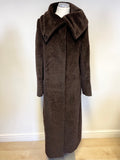 MAX MARA DARK BROWN ALPACA & WOOL BLEND LONG COAT SIZE 14