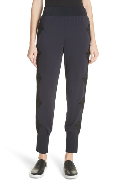 BRAND NEW TED BAKER NAVY BLUE LIZEEB LACE TRIM JOGGERS SIZE 2 UK 10/12