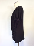 RALPH LAUREN BLACK V NECKLINE WRAP ACROSS SHORT FLOATY SLEEVED TOP SIZE XL