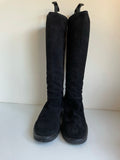 HOBBS BLACK SUEDE KNEE LENGTH FLAT BOOTS SIZE 5/38