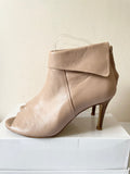 KAREN MILLEN CAMEL LEATHER PEEP TOE SHOE BOOTS SIZE 5/38