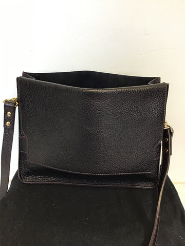 SOPHIE HULME DAMSON LEATHER & BRASS PLATE TRIM SHOULDER BAG