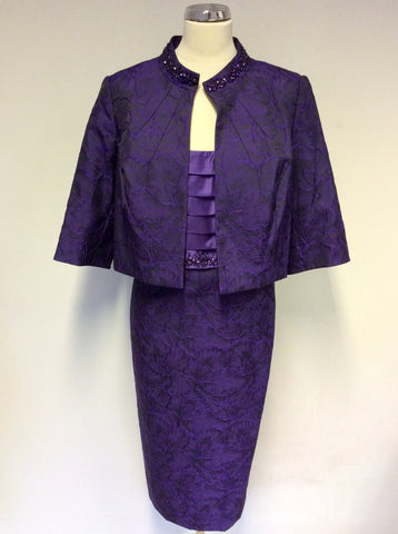 BRAND NEW LIBRA PURPLE JEWEL TRIM DRESS & JACKET SIZE 18