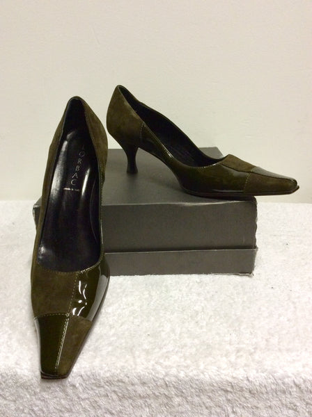 LORBAC BROWN SUEDE & PATENT LEATHER HEELS SIZE 7/40