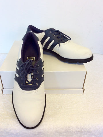 ADIDAS NAVY BLUE & WHITE LACE UP GOLF SHOES SIZE 7/40