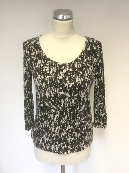 HOBBS BLACK & GREY PRINT 3/4 SLEEVE TOP SIZE M
