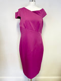BRAND NEW TED BAKER ASPYN FUCHIA PINK ASYMMETRIC NECKLINE PENCIL DRESS SIZE 5 UK 16
