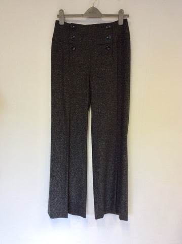 HOBBS DARK GREY MARL WOOL BLEND TROUSERS SIZE 10