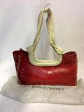 RUSSELL & BROMLEY RED & CREAM LEATHER SHOULDER BAG