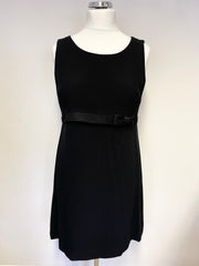 HOBBS BLACK SLEEVELESS BOW TRIM A LINE DRESS SIZE 16