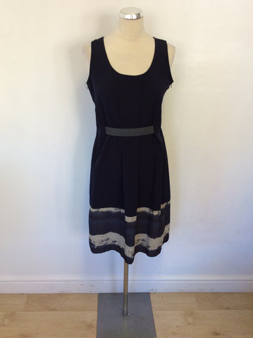 SIMPLY WANG BY VERA WANG NAVY BLUE & GREY TRIM DRESS SIZE 6 UK 10