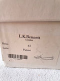 LK BENNETT LATE BROWN PATENT LEATHER LOAFERS SIZE 7.5/41