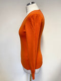 UNITED COLORS OF BENETTON ORANGE V NECK LONG SLEEVES 100% WOOL JUMPER SIZE S