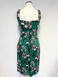 HOBBS INVITATION EMERALD GREEN FLORAL DRESS & BOW TRIM JACKET SUIT SIZE 8