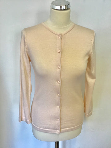 HOBBS PALE PINK SILK & COTTON 3/4 SLEEVE CARDIGAN SIZE 10