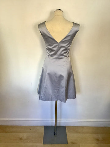 KAREN MILLEN ICE BLUE SATIN BOW TRIM SPECIAL OCCASION DRESS SIZE 10