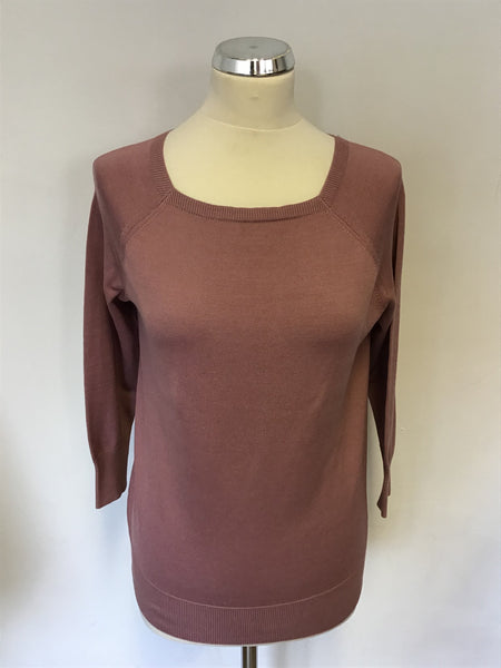 DKNY DUSKY PINK SILK BLEND SQUARE NECK JUMPER SIZE M/L