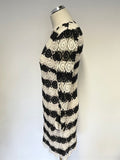 LK BENNETT CLAUDINE BLACK & CREAM CROCHET LONG SLEEVE SHIFT DRESS SIZE 8