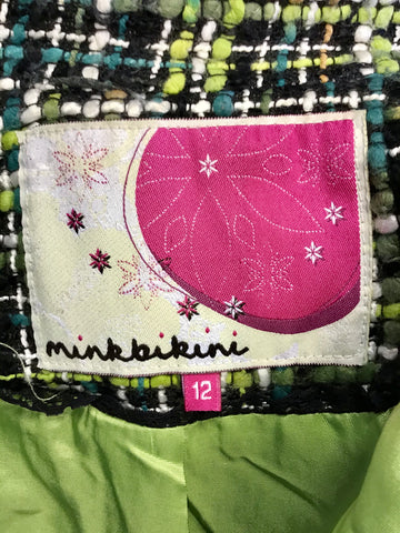 MINK BIKINI GREEN & MULTI COLOURED WEAVE JACKET SIZE 12