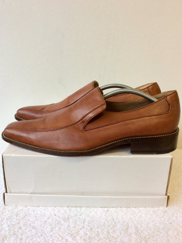 AZOR TAN LEATHER SLIP ON SHOES SIZE 10/44