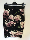 COAST BLACK FLORAL PRINT PENCIL SKIRT SIZE 10