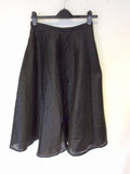 DONNA KARAN BLACK LINEN & CHARCOAL FULL FLIPPY SKIRT SIZE 10