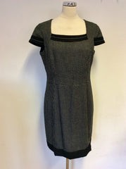 BRAND NEW HOBBS BLACK & IVORY FLECK CHARING PENCIL DRESS SIZE 14