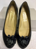 ANDREA FABIANI NAVY BLUE LEATHER FLOWER TRIM FLATS SIZE 3.5/36