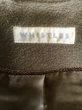 WHISTLES ARMY GREEN 100% WOOL KNEE LENGTH COAT SIZE 10