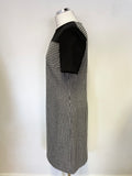 HOBBS BLACK & WHITE CHECK SHORT SLEEVED SHIFT DRESS SIZE 10