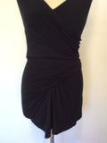 DONNA KARAN COLLECTION BLACK WRAP ACROSS STRETCH TOP SIZE S