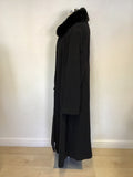 WINDSMOOR BLACK DETACHABLE FAUX FUR COLLAR FULL LENGTH COAT SIZE 24