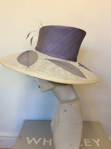 BRAND NEW WHITELEY WHITE & LILAC WIDE BRIM FORMAL HAT