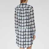 BRAND NEW REISS MIAMI PALE BLUE CHECK PRINT SHIRT DRESS SIZE 12