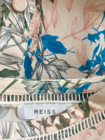 REISS INDIA PINK FLORAL PRINT SILK TOP SIZE 10