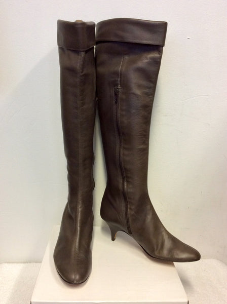 BRAND NEW PIED A TERRE SOFT BROWN LEATHER KNEE LENGTH BOOTS SIZE 5.5/38.5