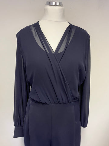 PHASE EIGHT NAVY BLUE LONG SLEEVED JUMPSUIT SIZE 20